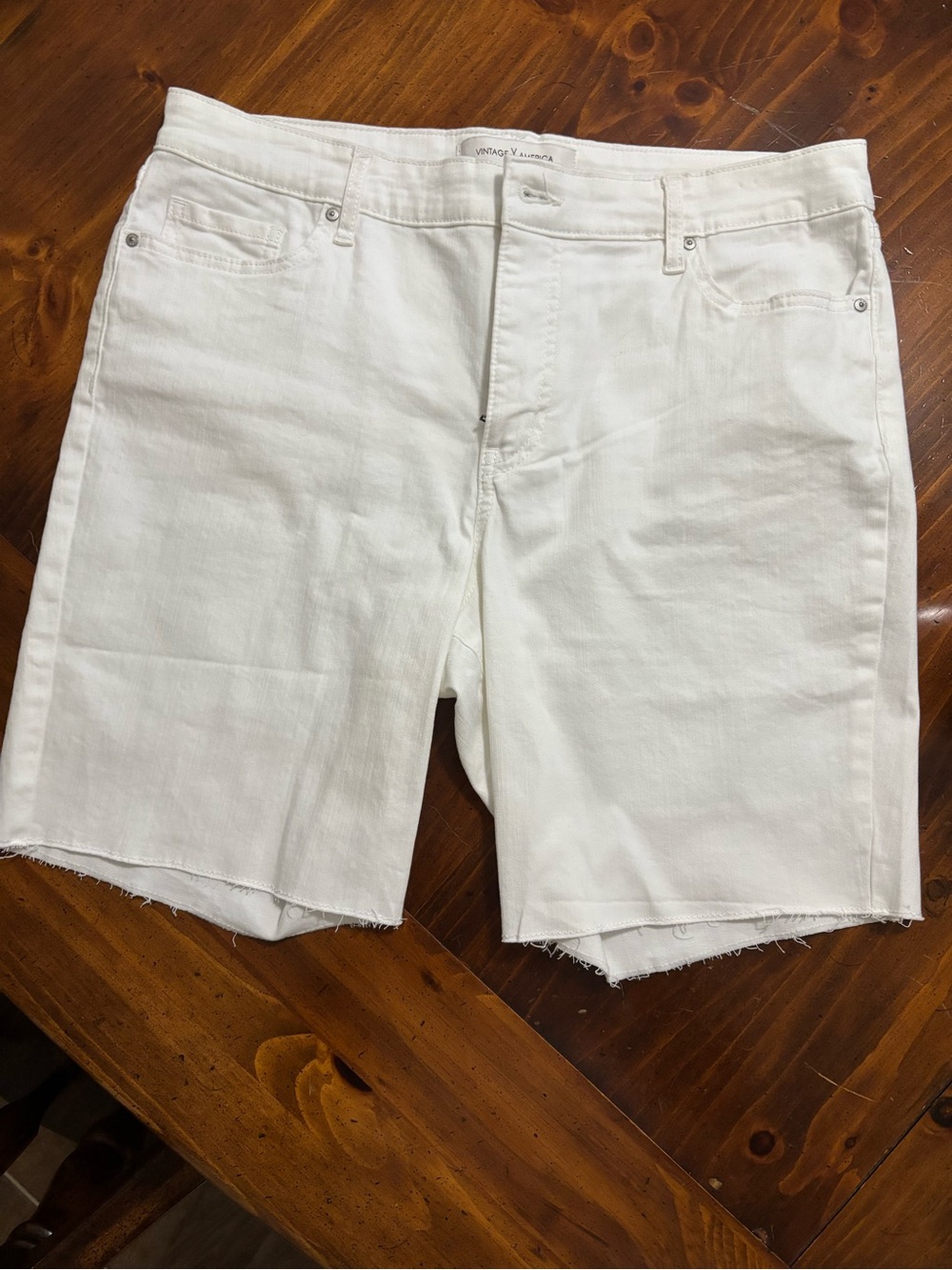 Vintage America White Denim Cut-Off Shorts